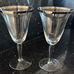 Elegant Silver-Rimmed Wine Glass Set